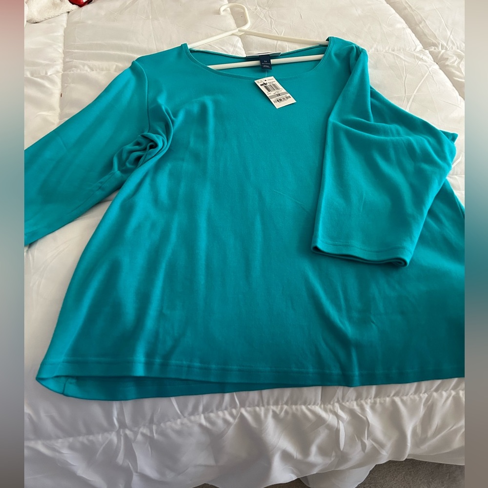 TEAL SCOOPED NECK 100% COTTON TOP SIZE 1X